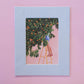 in the peach tree - fabric matted art print