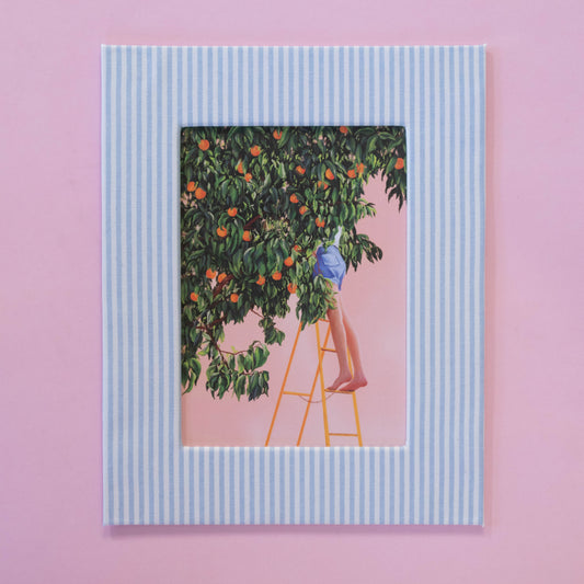 in the peach tree - fabric matted art print