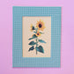sunflower stem - fabric matted art print