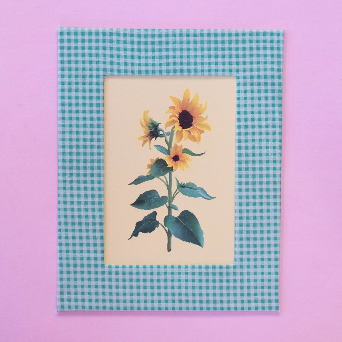 sunflower stem - fabric matted art print