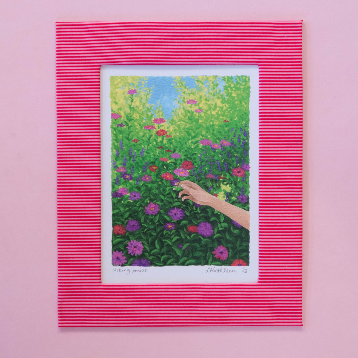picking posies - fabric matted art print