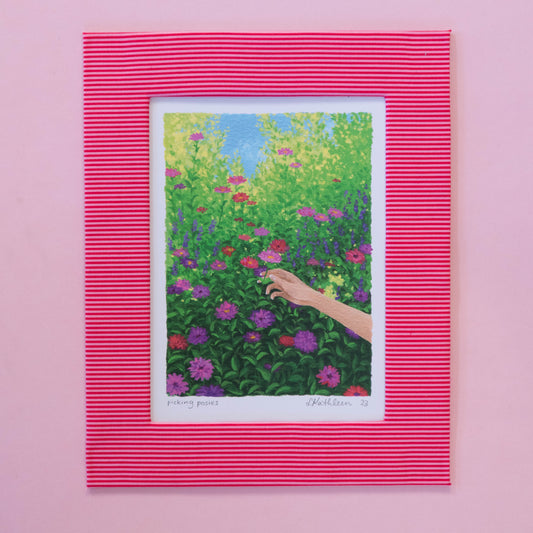 picking posies - fabric matted art print