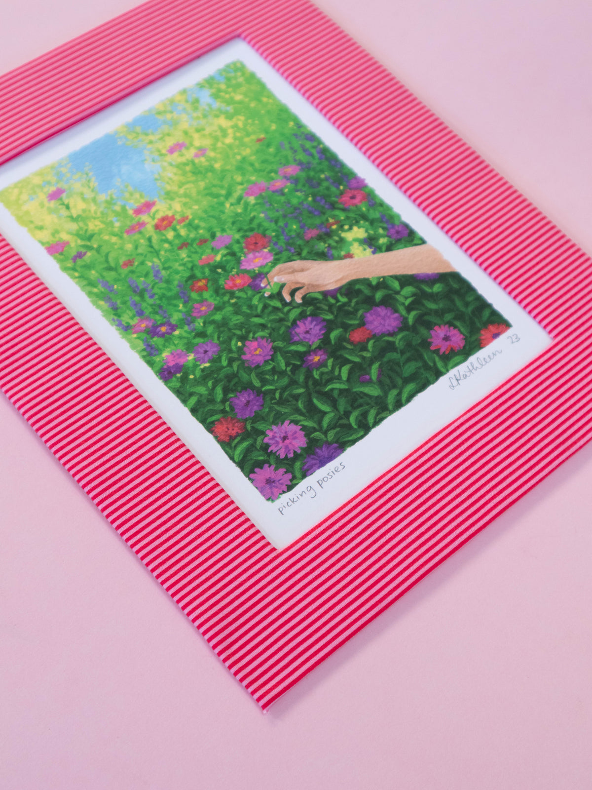 picking posies - fabric matted art print