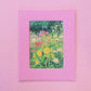 oil pastel garden #1 - fabric matted art print