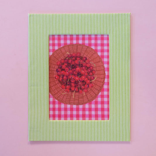 cherry harvest - fabric matted art print