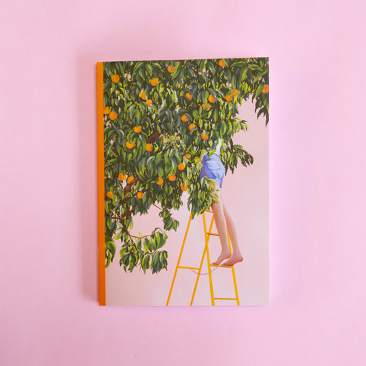 saddle bound A5 notebook - in the peach tree
