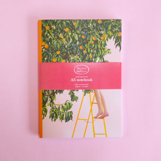saddle bound A5 notebook - in the peach tree