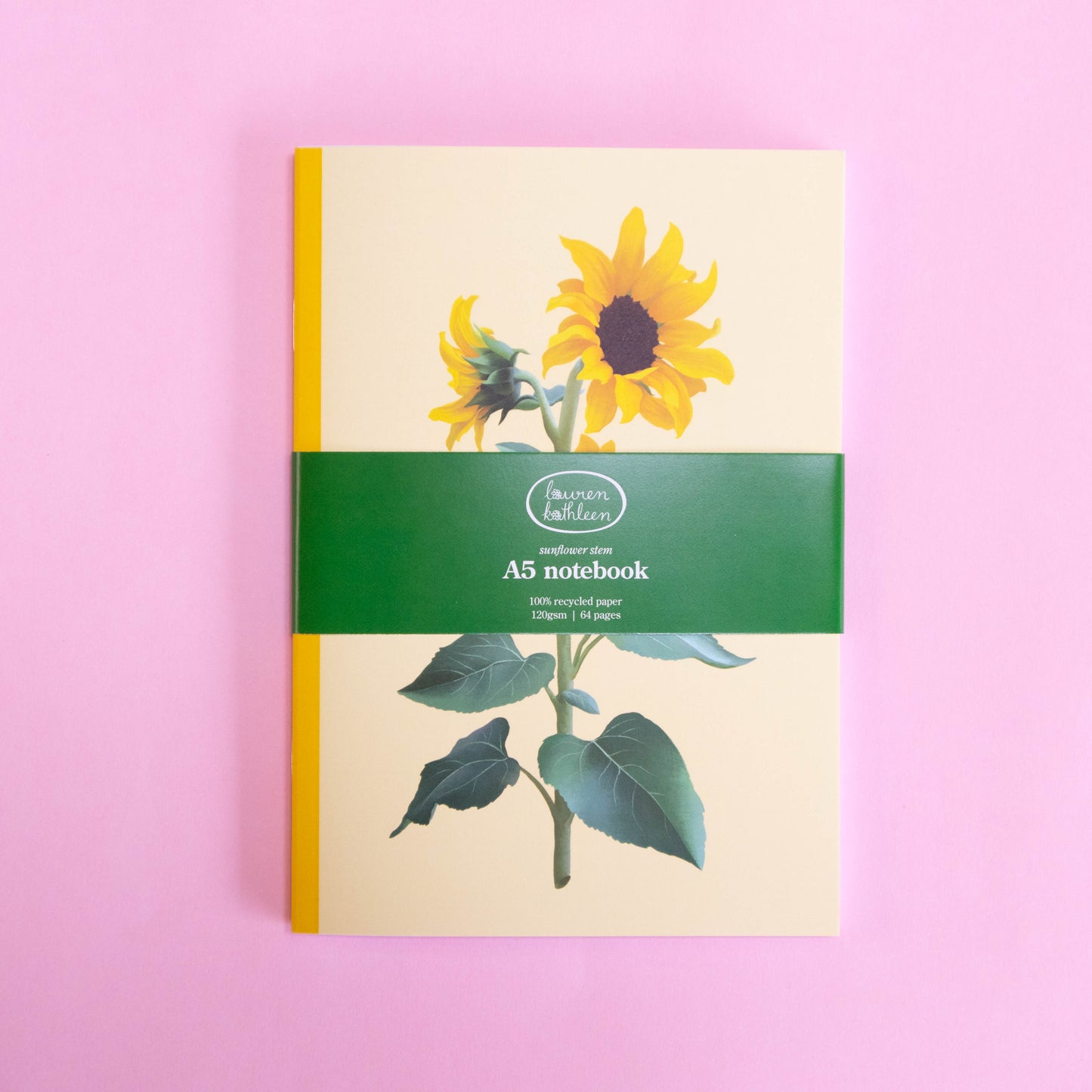 saddle bound A5 notebook - sunflower stem