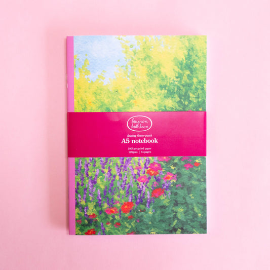 saddle bound A5 notebook - fleeting flower patch