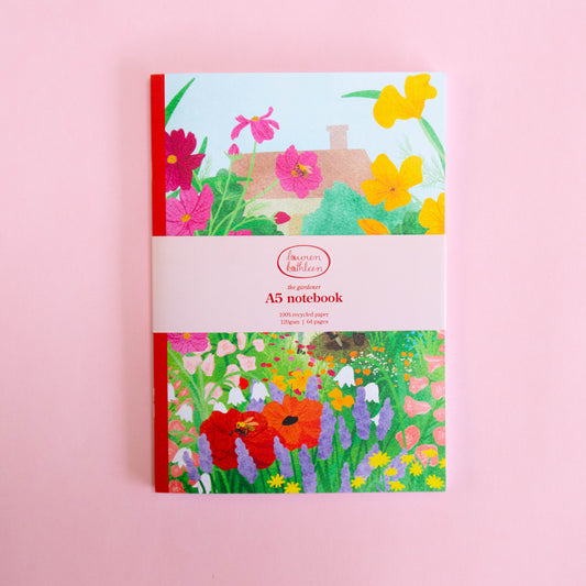 saddle bound A5 notebook - the gardener