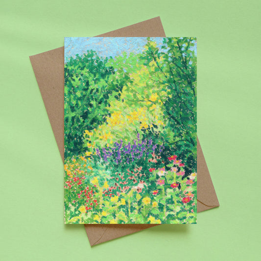 greeting card - oil pastel garden