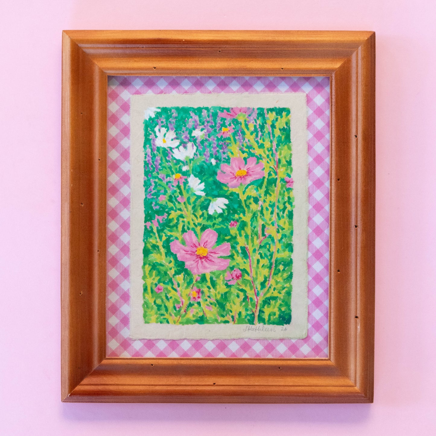 oil pastel cosmos - framed original