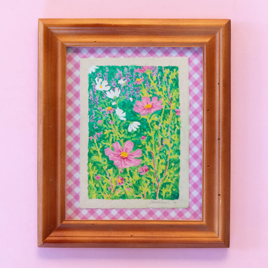 oil pastel cosmos - framed original