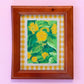 oil pastel sunflowers - framed original