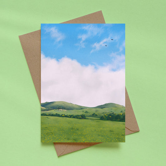greeting card - over the hills