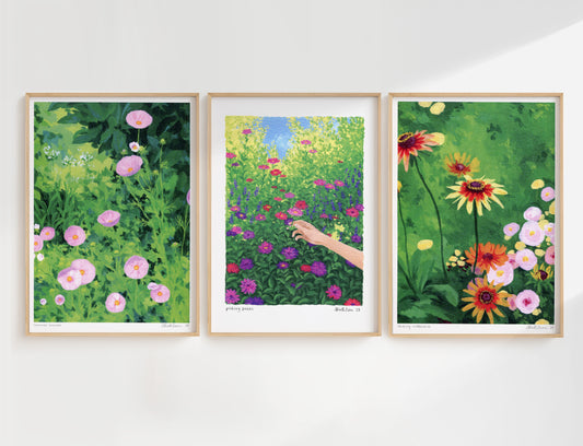 painterly florals - art print trio