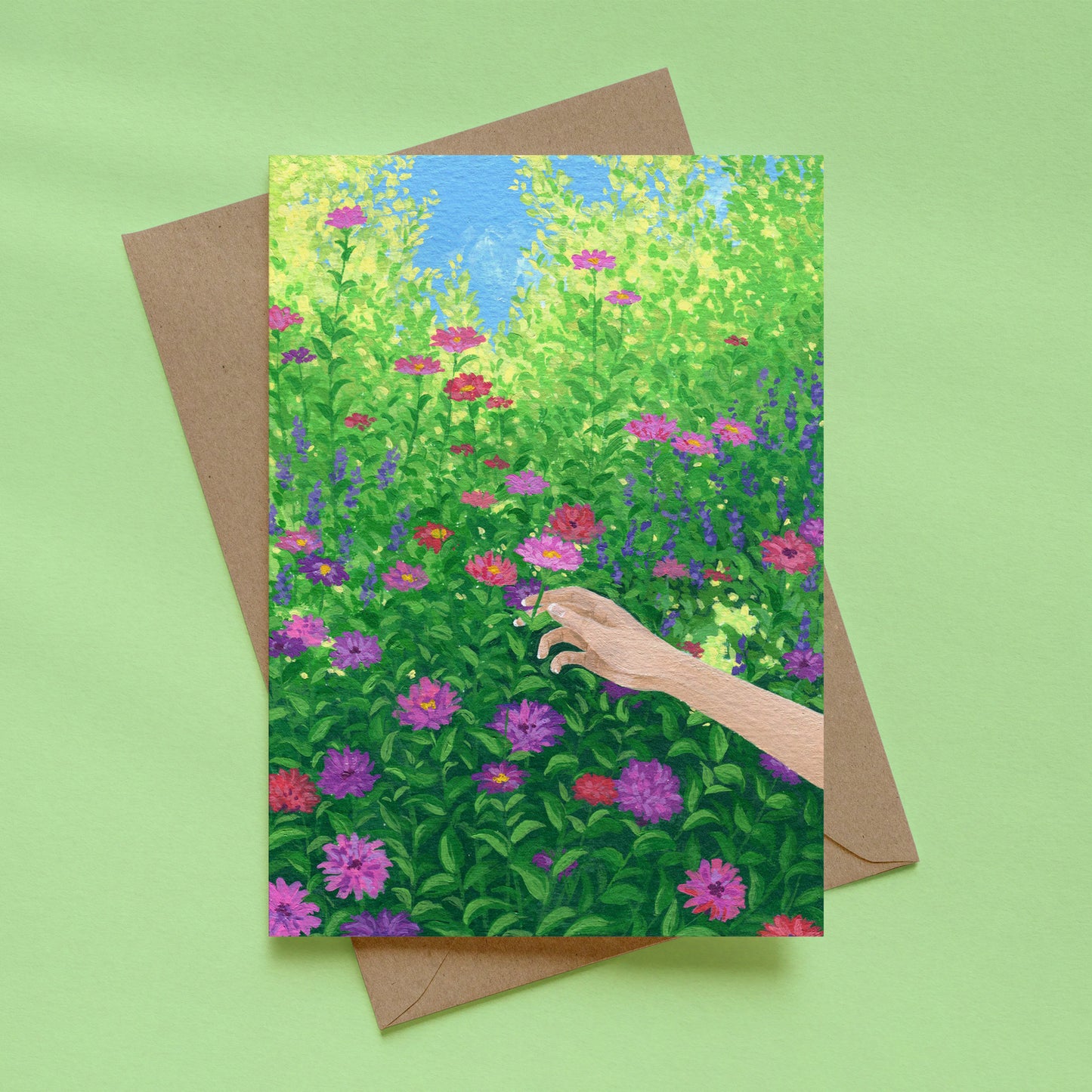 greeting card - picking posies