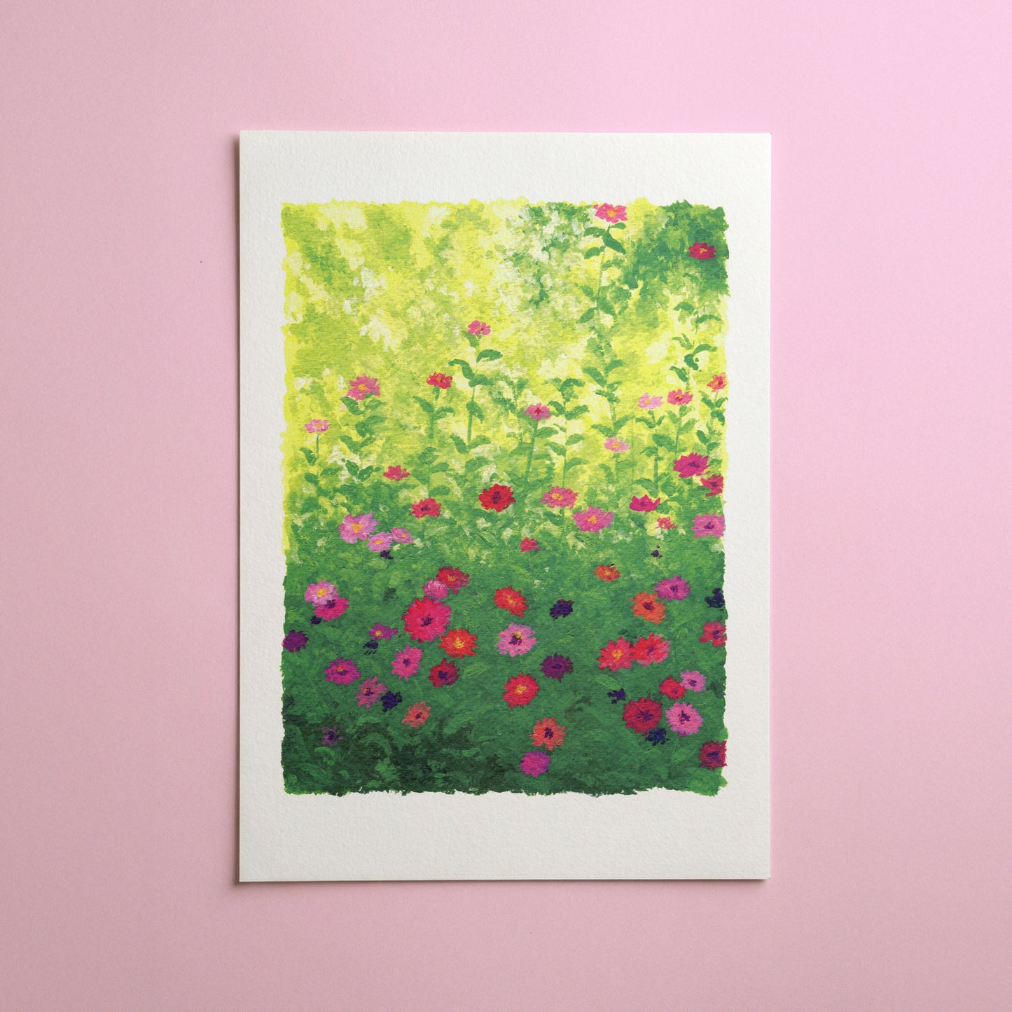 pocket of zinnias - art print