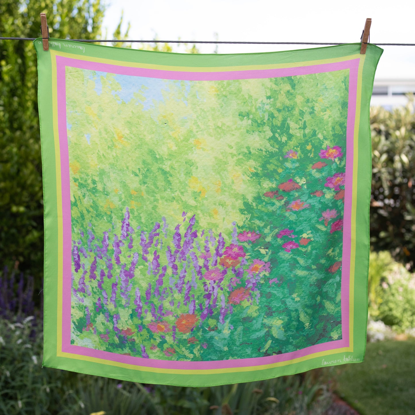 square satin scarf - fleeting flower patch