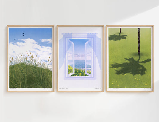 seaside views - art print trio