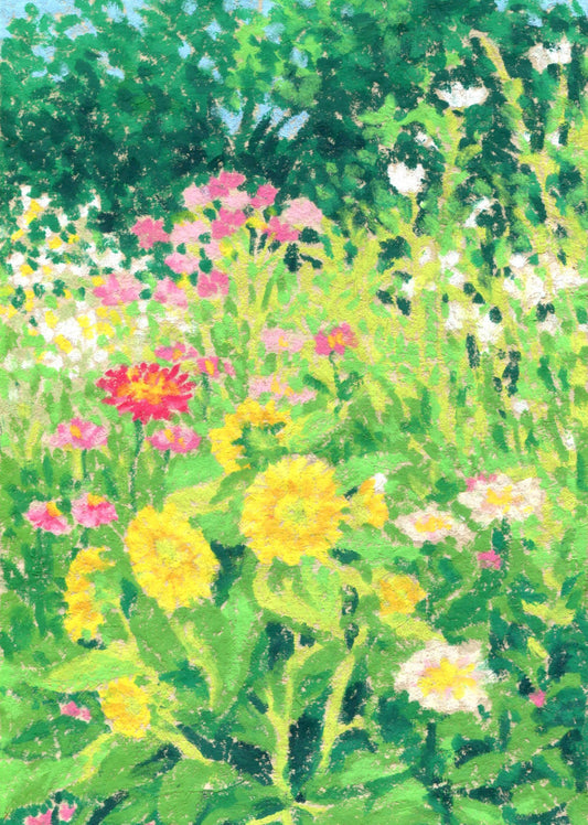 oil pastel garden #1 - art print