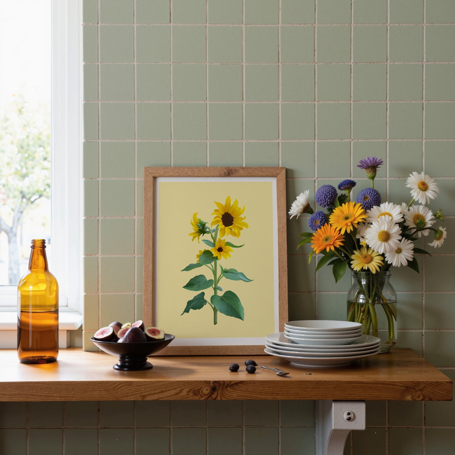 sunflower stem - art print
