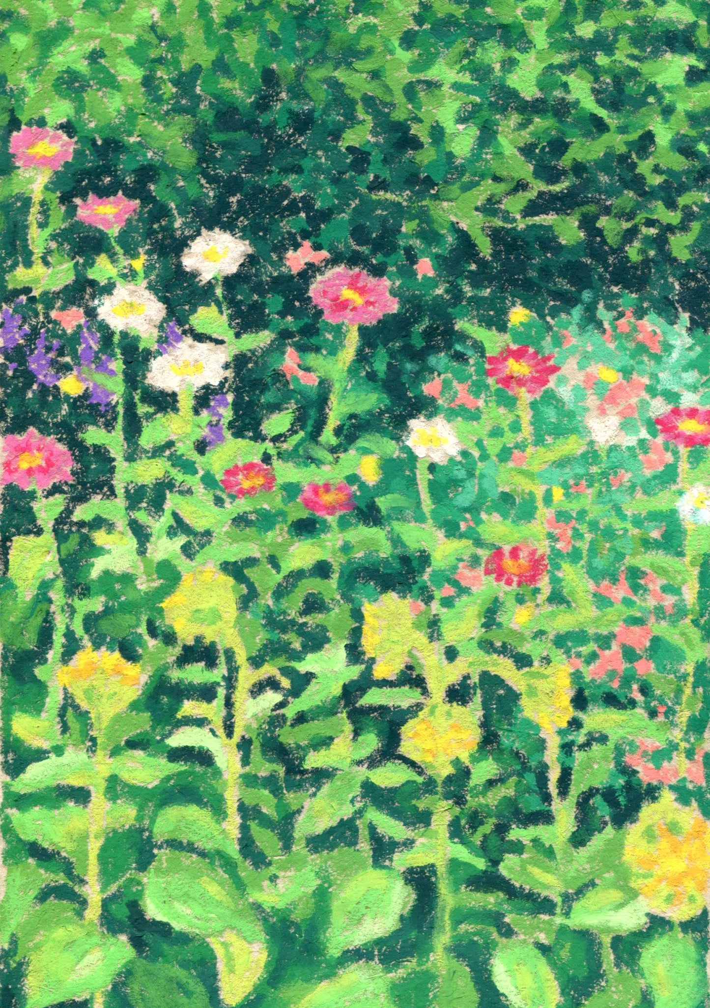 oil pastel garden #2 - art print